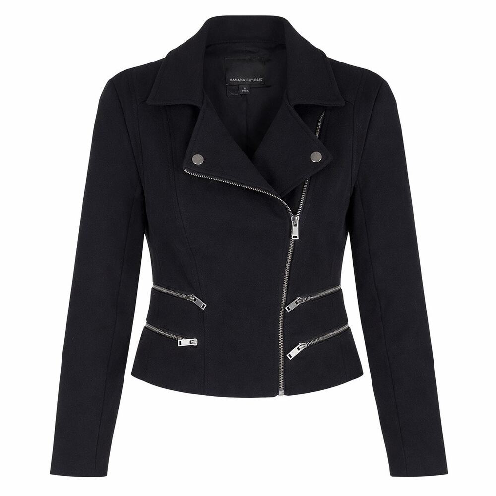 Banana Republic Asymmetrical Zip Moto Jacket Black Size 2
